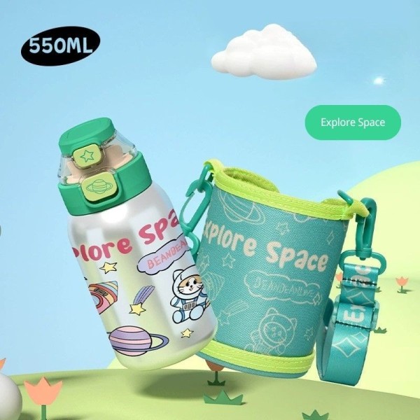 Cute children's double drinking thermos cup 316 stainless steel water cup with cup sleeve