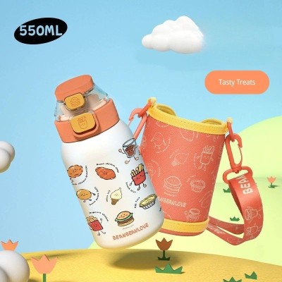 Cute children's double drinking thermos cup 316 stainless steel water cup with cup sleeve Cute children's double drinking thermos cup 316 stainless steel water cup with cup sleeve