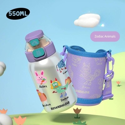 Cute children's double drinking thermos cup 316 stainless steel water cup with cup sleeve Cute children's double drinking thermos cup 316 stainless steel water cup with cup sleeve
