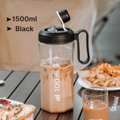 Summer large capacity water cup 2025 new office water cup with straw