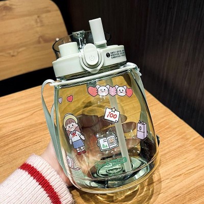 Portable large capacity water cup, high temperature resistant children's straw cup