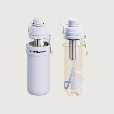 Spring Tea Talk Sports Water Bottle | 550ml Portable Tritan Cup with Tea Strainer & Straw Lid