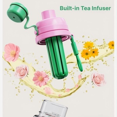 Spring Tea Talk Sports Water Bottle | 550ml Portable Tritan Cup with Tea Strainer & Straw Lid