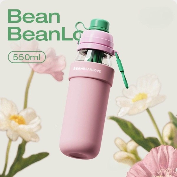 Spring Tea Talk Sports Water Bottle | 550ml Portable Tritan Cup with Tea Strainer & Straw Lid