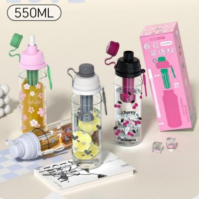 Cute 550ml Tritan Water Bottle with Straw Cute 550ml Tritan Water Bottle with Straw