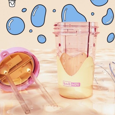 Ice Cream Color-Block Dual-Use Straw Cup Ice Cream Color-Block Dual-Use Straw Cup